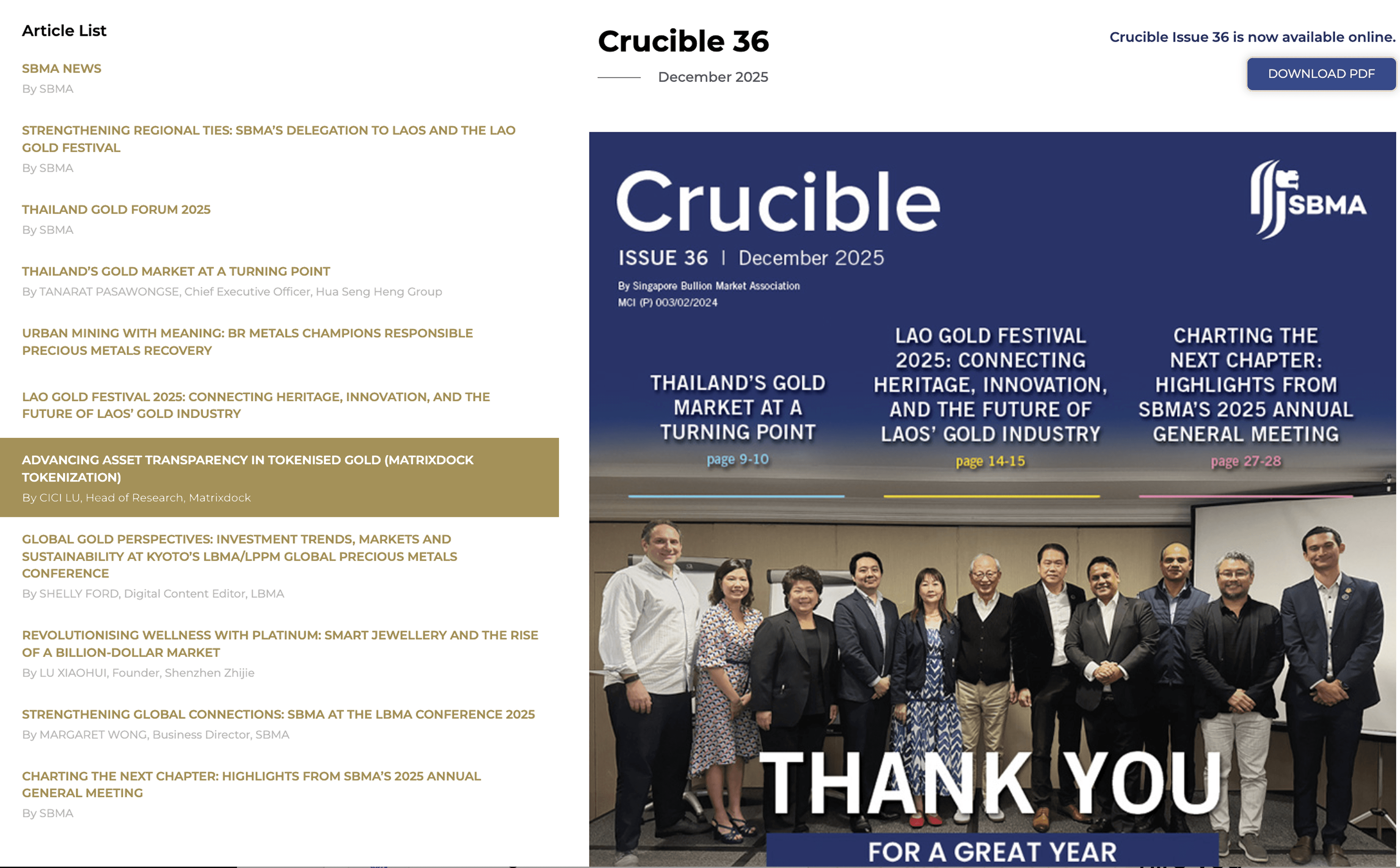 Matrixdock invited to contribute to Singpore Bullion Market Association’s Crucible publication
